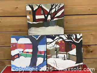 MaxSold Auction: Set of 3 Square Winter Landscape Paintings  - Toronto (Ontario, Canada) PARTNER MANAGED Estate Sale Online Auction -  Glen Road