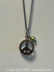 MaxSold Auction: Sterling Silver Peace Sign Pendant Necklace with Green Bead  - Toronto (Ontario, Canada) PARTNER MANAGED Estate Sale Online Auction -  Glen Road