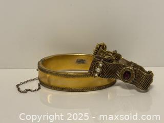 MaxSold Auction: Vintage Goldette Victorian Revival Gold Tone Mesh Bracelet + Antique Gold Filled Bangle - Toronto (Ontario, Canada) PARTNER MANAGED Estate Sale Online Auction -  Glen Road
