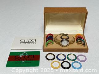 MaxSold Auction: Vintage Gucci Women’s Watch with Interchangeable Bezels c.1988 - Toronto (Ontario, Canada) PARTNER MANAGED Estate Sale Online Auction -  Glen Road
