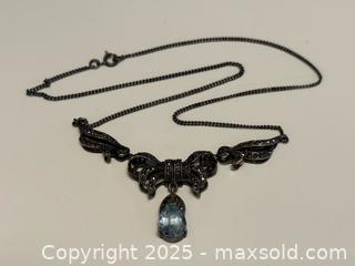 MaxSold Auction: Vintage Sterling Silver Marcasite Necklace with Blue Topaz - Toronto (Ontario, Canada) PARTNER MANAGED Estate Sale Online Auction -  Glen Road