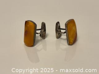 MaxSold Auction: Vintage USSR Natural Butterscotch Amber Cufflinks in Sterling Silver Mounts - Toronto (Ontario, Canada) PARTNER MANAGED Estate Sale Online Auction -  Glen Road