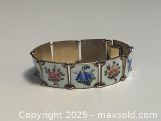 MaxSold Auction: Vtg Norwegian Sterling Silver Guilloché Enamel Floral Panel Bracelet by Finn Jensen - Toronto (Ontario, Canada) PARTNER MANAGED Estate Sale Online Auction -  Glen Road