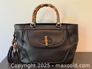 MaxSold Auction: Gucci Calfskin Bamboo Medium Tassel Leather Tote  - Toronto (Ontario, Canada) PARTNER MANAGED Estate Sale Online Auction - Esander Drive (STORAGE)