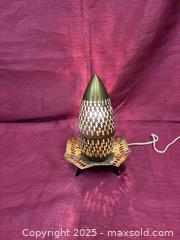 MaxSold Auction: Brass Pierced Moroccan-Style Electric Table Lamp / Lantern - Renfrew (Ontario, Canada) SELLER MANAGED Downsizing Online Auction - Plaunt Street South