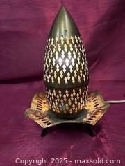 MaxSold Auction: Brass Pierced Moroccan-Style Electric Table Lamp / Lantern - Renfrew (Ontario, Canada) SELLER MANAGED Downsizing Online Auction - Plaunt Street South