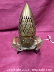 MaxSold Auction: Brass Pierced Moroccan-Style Electric Table Lamp / Lantern - Renfrew (Ontario, Canada) SELLER MANAGED Downsizing Online Auction - Plaunt Street South