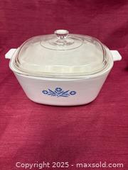 MaxSold Auction: Corning Ware Blue Floral Casserole Dish with Lid - Renfrew (Ontario, Canada) SELLER MANAGED Downsizing Online Auction - Plaunt Street South