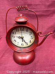 MaxSold Auction: Decorative Teapot Lantern Tabletop Clock, Distressed Red - Renfrew (Ontario, Canada) SELLER MANAGED Downsizing Online Auction - Plaunt Street South