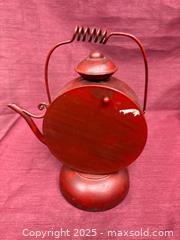 MaxSold Auction: Decorative Teapot Lantern Tabletop Clock, Distressed Red - Renfrew (Ontario, Canada) SELLER MANAGED Downsizing Online Auction - Plaunt Street South