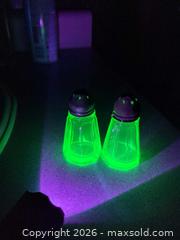 MaxSold Auction: Uranium Glass Salt and Pepper Shakers  - Victoria (British Columbia, Canada) SELLER MANAGED Downsizing Online Auction -  Brigadoon Place