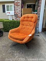 MaxSold Auction: MCM Mid Century Modern Overman Style Swivel Lounge Chair Orange - Concord (California, USA) SELLER MANAGED Estate Sale Online Auction - Landana Drive