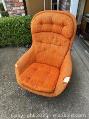 MaxSold Auction: MCM Mid Century Modern Overman Style Swivel Lounge Chair Orange - Concord (California, USA) SELLER MANAGED Estate Sale Online Auction - Landana Drive