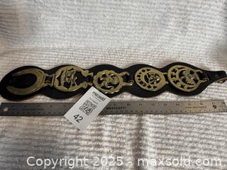 MaxSold Auction: 5 brass horse tacks on a leather belt - Saanich (British Columbia, Canada) SELLER MANAGED Downsizing Online Auction - Prospect Lake Road