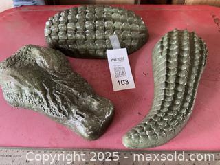 MaxSold Auction: Cement 3pc Crocodile  lawn/rock feature green heavy figures - Saanich (British Columbia, Canada) SELLER MANAGED Downsizing Online Auction - Prospect Lake Road