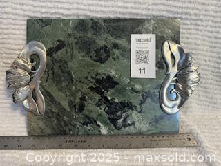 MaxSold Auction: Seagull Heavy Green marble with pewter handles -display vanity cheese charcuterie tray - Saanich (British Columbia, Canada) SELLER MANAGED Downsizing Online Auction - Prospect Lake Road