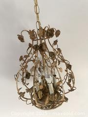 MaxSold Auction: Floral Cage Pendant Chandelier, 4-Light, Aged Gold/Bronze, Plug-In - Kingston (Ontario, Canada) SELLER MANAGED Downsizing Online Auction - College Street