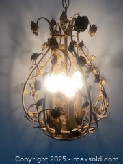 MaxSold Auction: Floral Cage Pendant Chandelier, 4-Light, Aged Gold/Bronze, Plug-In - Kingston (Ontario, Canada) SELLER MANAGED Downsizing Online Auction - College Street