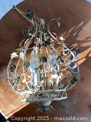 MaxSold Auction: Floral Cage Pendant Chandelier, 4-Light, Aged Gold/Bronze, Plug-In - Kingston (Ontario, Canada) SELLER MANAGED Downsizing Online Auction - College Street