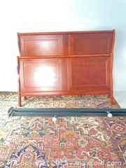 MaxSold Auction: Sleigh Wooden Queen Bed frame — Cherry/Mahogany Stain - Kingston (Ontario, Canada) SELLER MANAGED Downsizing Online Auction - College Street