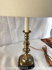 MaxSold Auction: Antique Brass Candlestick Style Table Lamp with Shade - Toronto (Ontario, Canada) SELLER MANAGED Estate Sale Online Auction - Esander Drive (STORAGE)