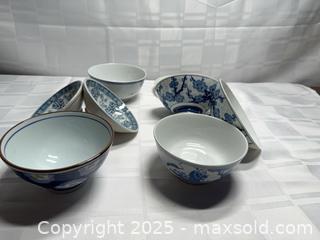 MaxSold Auction: Assorted Blue &#38; White Porcelain Bowls and Dishes, 9 Pcs - Toronto (Ontario, Canada) SELLER MANAGED Estate Sale Online Auction - Esander Drive (STORAGE)