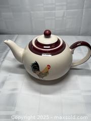 MaxSold Auction: Creative Tops England Ceramic Rooster Teapot, 6-Cup Ivory/Maroon - Toronto (Ontario, Canada) SELLER MANAGED Estate Sale Online Auction - Esander Drive (STORAGE)