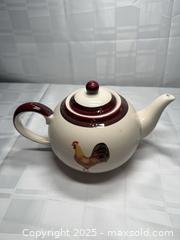 MaxSold Auction: Creative Tops England Ceramic Rooster Teapot, 6-Cup Ivory/Maroon - Toronto (Ontario, Canada) SELLER MANAGED Estate Sale Online Auction - Esander Drive (STORAGE)