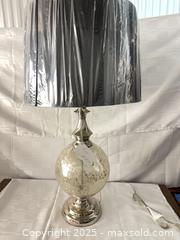 MaxSold Auction: Mercury Glass Sphere Table Lamp with Black Drum Shade - Toronto (Ontario, Canada) SELLER MANAGED Estate Sale Online Auction - Esander Drive (STORAGE)