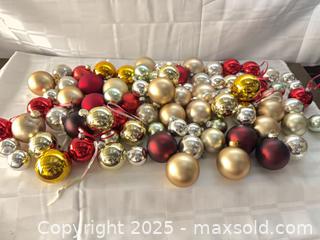 MaxSold Auction: Mixed Gold & Red Christmas Baubles Lot, Various Sizes (50+) - Toronto (Ontario, Canada) SELLER MANAGED Estate Sale Online Auction - Esander Drive (STORAGE)