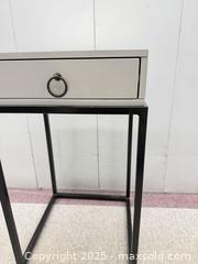 MaxSold Auction: Modern Industrial Accent Side Table with Drawer, Solid Wood Top - Toronto (Ontario, Canada) SELLER MANAGED Estate Sale Online Auction - Esander Drive (STORAGE)