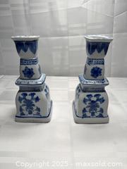 MaxSold Auction: Pair of Blue and White Ceramic Candlestick Holders, Chinoiserie - Toronto (Ontario, Canada) SELLER MANAGED Estate Sale Online Auction - Esander Drive (STORAGE)