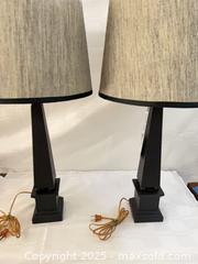 MaxSold Auction: Pair of Modern Wooden Base Table Lamps with Beige Shades - Toronto (Ontario, Canada) SELLER MANAGED Estate Sale Online Auction - Esander Drive (STORAGE)