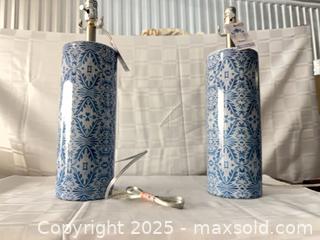 MaxSold Auction: Pair of White &#38; Blue Ceramic Table Lamps - Toronto (Ontario, Canada) SELLER MANAGED Estate Sale Online Auction - Esander Drive (STORAGE)