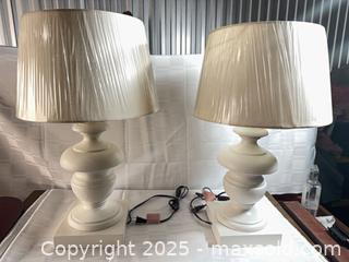 MaxSold Auction: Pair of White Table Lamps with Beige Shades, 24–30 in - Toronto (Ontario, Canada) SELLER MANAGED Estate Sale Online Auction - Esander Drive (STORAGE)