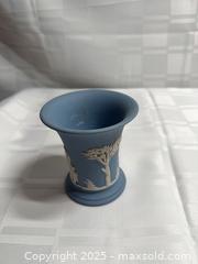 MaxSold Auction: Wedgwood Jasperware Style Small Flared Spill/Posy Vase, Blue/White - Toronto (Ontario, Canada) SELLER MANAGED Estate Sale Online Auction - Esander Drive (STORAGE)