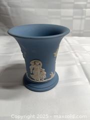 MaxSold Auction: Wedgwood Jasperware Style Small Flared Spill/Posy Vase, Blue/White - Toronto (Ontario, Canada) SELLER MANAGED Estate Sale Online Auction - Esander Drive (STORAGE)