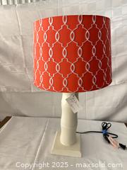 MaxSold Auction: Wood Table Lamp with Red Embroidered Geometric Shade - Toronto (Ontario, Canada) SELLER MANAGED Estate Sale Online Auction - Esander Drive (STORAGE)