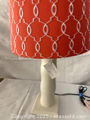 MaxSold Auction: Wood Table Lamp with Red Embroidered Geometric Shade - Toronto (Ontario, Canada) SELLER MANAGED Estate Sale Online Auction - Esander Drive (STORAGE)