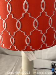 MaxSold Auction: Wood Table Lamp with Red Embroidered Geometric Shade - Toronto (Ontario, Canada) SELLER MANAGED Estate Sale Online Auction - Esander Drive (STORAGE)