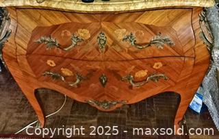 MaxSold Auction: French Louis XV Style Fine Kingwood and Marquetry Ormolu Bombe  Commode  Marble Top - Toronto (Ontario, Canada) SELLER MANAGED Downsizing Online Auction - Goodwood Park Court (CONDO)