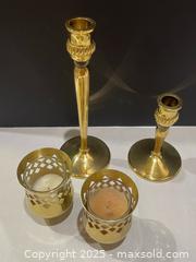 MaxSold Auction: (2)  Vintage Brass Candlestick Holders/ Tealight Holders with Pierced Diamonds - Richmond Hill (Ontario, Canada) SELLER MANAGED Reseller Online Auction - Highway 7 East (Shoppes Of The Parkway)