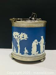MaxSold Auction: Antique English Wedgwood Jasperware Biscuit Barrel / Cookie Jar  - Richmond Hill (Ontario, Canada) SELLER MANAGED Reseller Online Auction - Highway 7 East (Shoppes Of The Parkway)