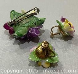 MaxSold Auction: Vintage English Bone China Brooch & Denton Earrings  - Richmond Hill (Ontario, Canada) SELLER MANAGED Reseller Online Auction - Highway 7 East (Shoppes Of The Parkway)