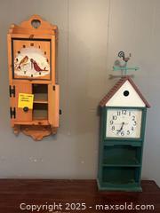 MaxSold Auction: 2 clocks - green with shelves and wood with cabinet - Trent Hills (Ontario, Canada)  PARTNER MANAGED Estate Sale Online Auction -  Trent River Road