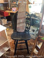 MaxSold Auction: 4 pieces of wooden furniture - swivel bar chair, shelf, side table, mini ironing board - Trent Hills (Ontario, Canada)  PARTNER MANAGED Estate Sale Online Auction -  Trent River Road