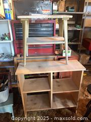 MaxSold Auction: 4 pieces of wooden furniture - swivel bar chair, shelf, side table, mini ironing board - Trent Hills (Ontario, Canada)  PARTNER MANAGED Estate Sale Online Auction -  Trent River Road