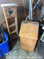 MaxSold Auction: Rustic Pine Narrow Shelf Cabinet + Potato/Onion Storage Cabinet - Trent Hills (Ontario, Canada)  PARTNER MANAGED Estate Sale Online Auction -  Trent River Road