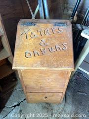 MaxSold Auction: Rustic Pine Narrow Shelf Cabinet + Potato/Onion Storage Cabinet - Trent Hills (Ontario, Canada)  PARTNER MANAGED Estate Sale Online Auction -  Trent River Road
