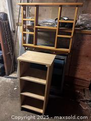 MaxSold Auction: Wood Cubby Wall Shelf with Pegs + Slim 3-Shelf Unit, Pine - Trent Hills (Ontario, Canada)  PARTNER MANAGED Estate Sale Online Auction -  Trent River Road